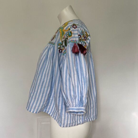 Boho Embroidered Ballon Sleeve Top - Picture 5 of 11